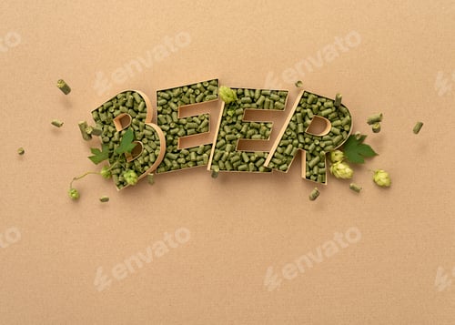 Preview: Typography word beer with hops
