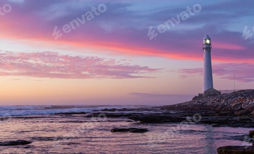 Preview: Lighthouse in Cape Town, South Africa at sunset
