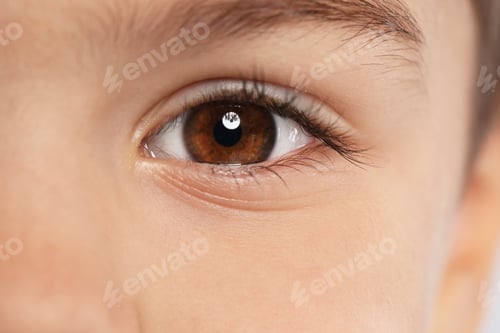 Preview: Little boy, focus on eye. Visiting children's doctor and ophthalmologist