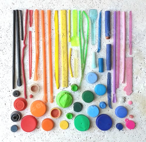 Preview: collection of plastic pollution found on the beach