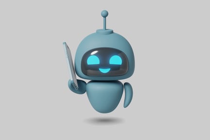 Preview: Cartoon-style robot holding a tablet