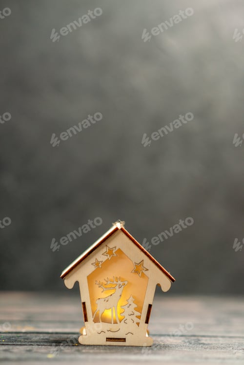 Preview: front view match houses on dark background free space