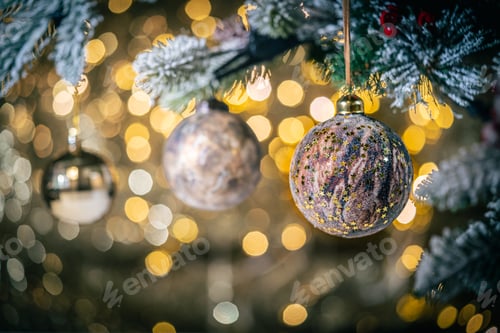 Preview: Christmas balls on fir branches