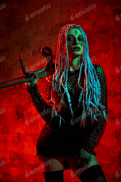 Preview: Young woman with creative make up. Halloween theme. Zombie theme.