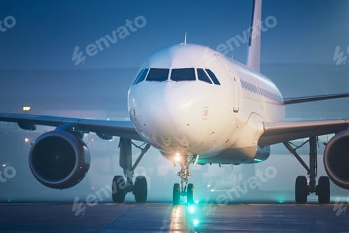 Preview: Front view of airplane at airport