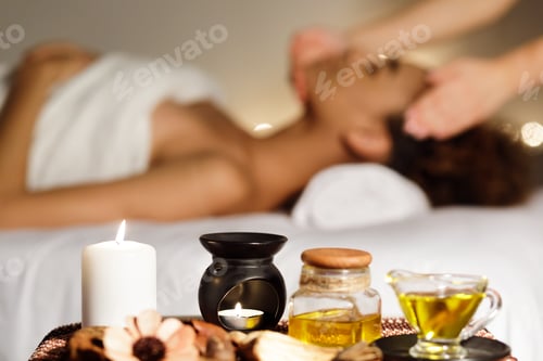 Preview: Beauty treatment. Young girl enjoying aroma therapy