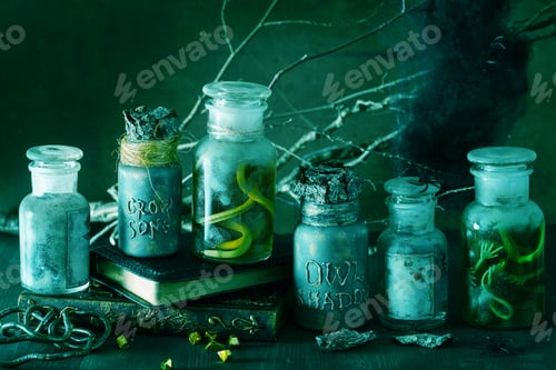Preview: witch apothecary jars magic potions halloween decoration