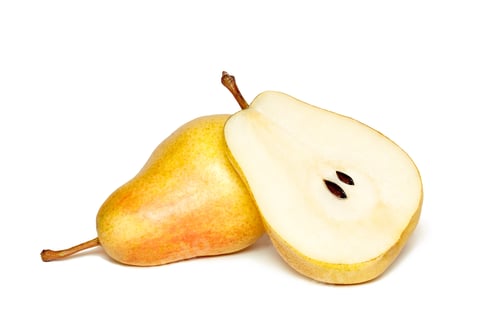 Preview: Two ripe yellow pears isolated on white background