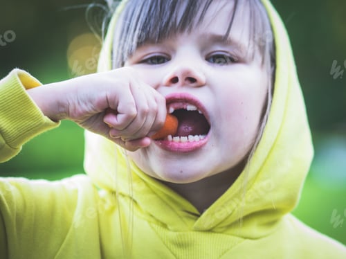 Preview: Cute girl eating carrot