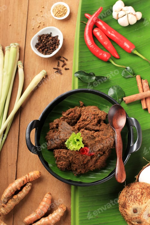 Preview: Rendang Padang. Spicy beef stew from Padang, Indonesia. The Popular Indonesian Traditional Food