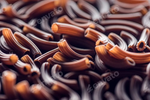 Preview: close-up shot of raw brown pasta