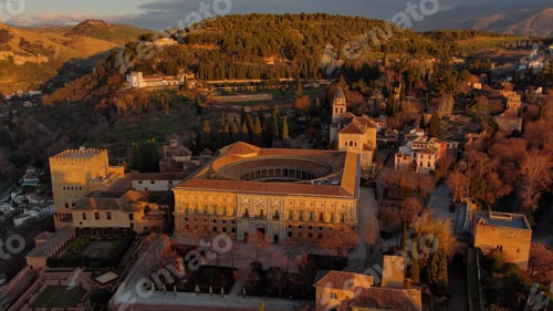 Preview: Aerial view of the Alhambra palace and fortress in Granada, Andalusia, in Spain