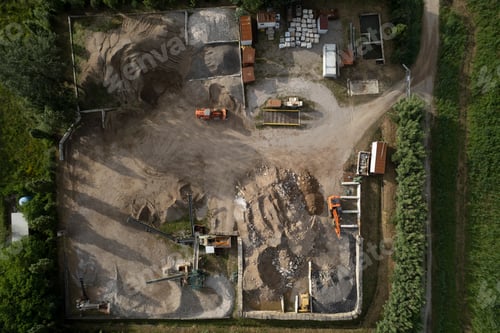 Preview: Aerial view of factory for preparing building materials