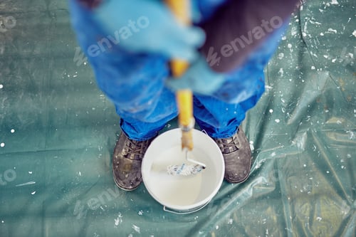Preview: Worker Painting Walls Inside The House - Renovation Fixes.