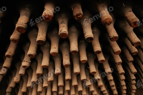 Preview: A lot of old wine bottles covered with dust