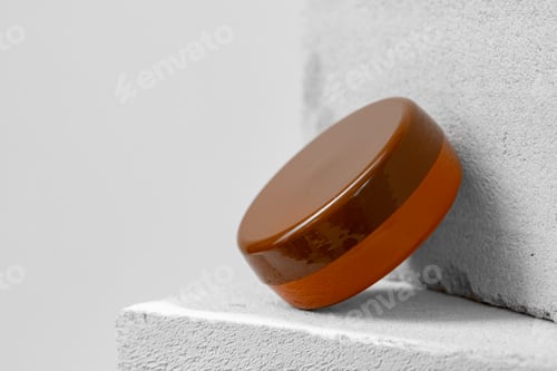Preview: Skincare cosmetic jar on gray concrete block