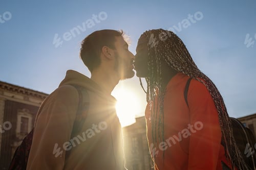 Preview: Biracial couple kissing