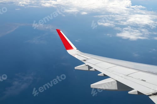 Preview: View from airplane window to see sky on evening time