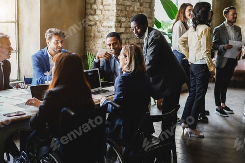 Preview: Multiracial business people working on sustainable innovation project - Focus on african girl face