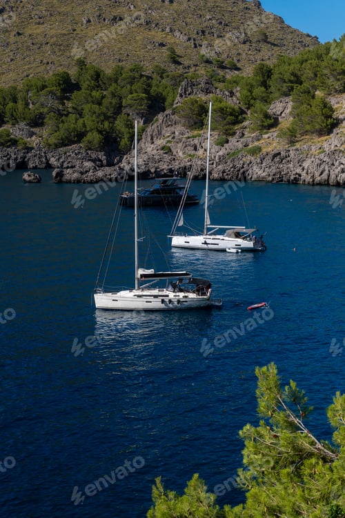 Preview: Sa Calobra Hidden Beach with Yachts, Mallorca, Spain