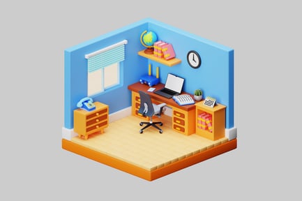 Preview: Cartoon home office isometric view
