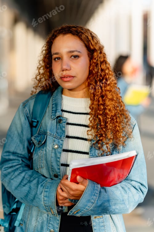Preview: University student holding books on campus