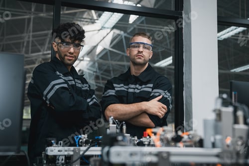 Preview: Student engineer Assembling Robotic Arm with computer in Technology Workshop.