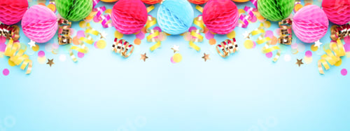 Preview: Birthday Party Banner on Blue Background.