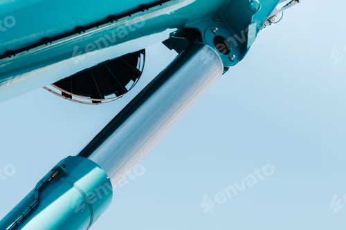 Preview: Hydraulic cylinder of the lifting system on a car crane.The control system of the crane engine