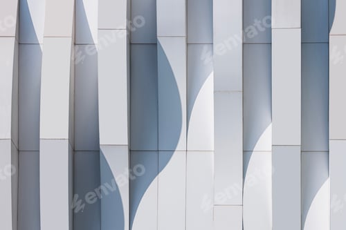 Preview: White 3d dimension curve lines of aluminium composite tile on modern exterior building wall