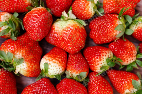 Preview: Fresh juicy strawberries with leaves. Strawberry.