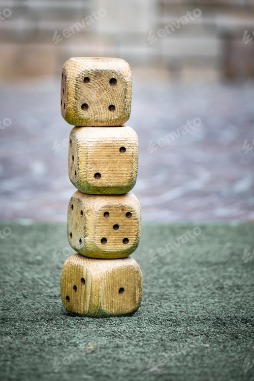 Preview: Big dice of wood. stacked one on top of another