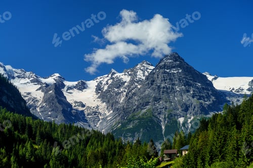 Preview: Mountain landscape along the road to Stelvio pass at summer