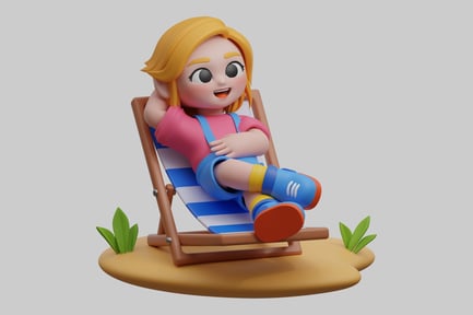 Preview: Relaxing girl in beach chair