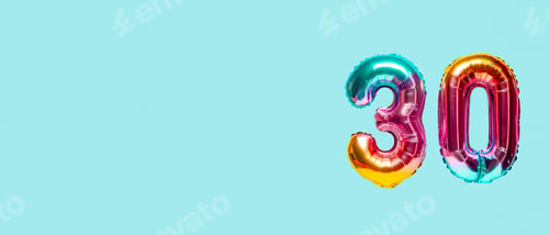 Preview: Rainbow foil balloon number. Top view.