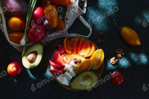 Preview: Fresh Tomatoes and Avocados, Healthy Food Still Life