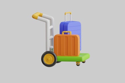 Preview: Luggage cart with two suitcases.
