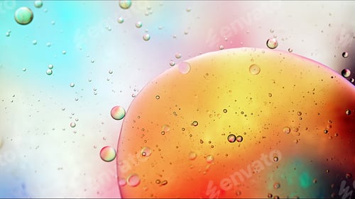 Preview: Abstract Colorful Food Oil Drops Bubbles and spheres Flowing on Water Surface