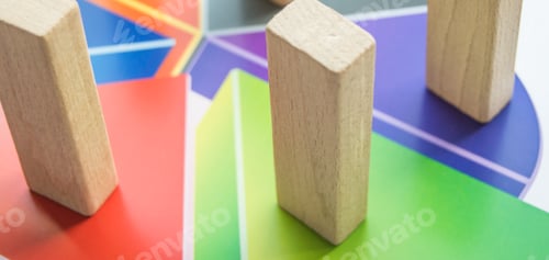 Preview: Wooden blocks on the background of a diagram, the concept of financial crisis business planning and