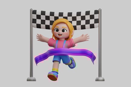 Preview: Cartoon girl winning race