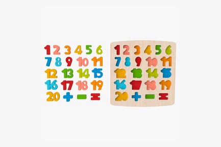 Preview: Colorful Number Puzzle with Wood Board