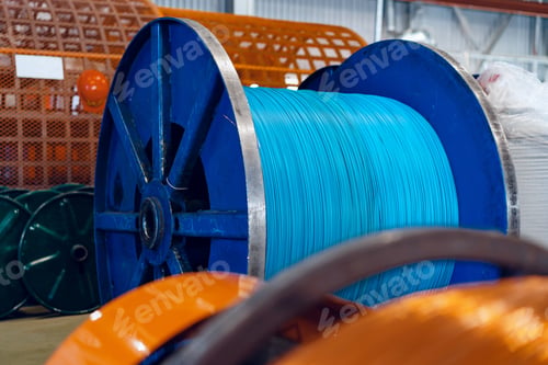 Preview: Production of copper wire, cable in reels at factory. Cable factory