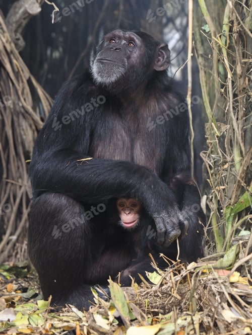 Preview: Close up view of Chimpanzee (Pan troglodytes).