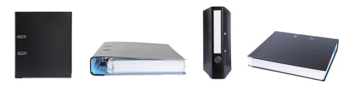 Preview: Set with black office folders on white background. Banner design