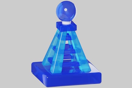 Visualização: Estrutura geométrica abstrata com topo esférico.