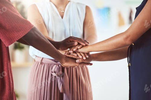 Preview: Team building, support and goals with hands of business people standing together in collaboration,