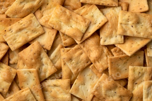 Preview: Fresh traditional Italian Scrocchi , rosemary and sea salt crackers full frame close up