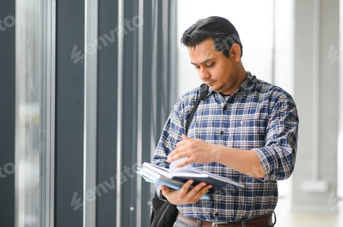 Preview: Portrait of cheerful male international Indian student with backpack. Education concept
