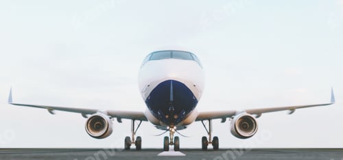 Preview: White commercial airplaneplane concept 3D illustration.