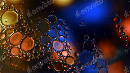 Preview: Abstract Colorful Food Oil Drops Bubbles and spheres Flowing on Water Surface